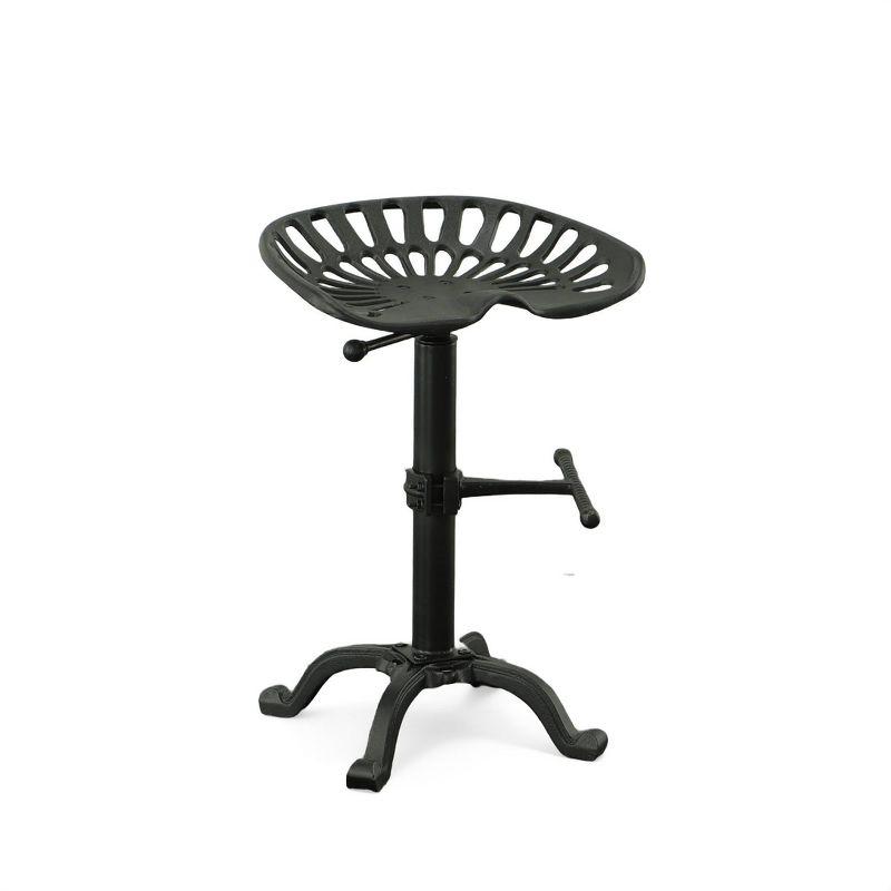 Carolina Living Adjustable Tractor Seat Counter Height Barstool Black: Vintage Style, Iron Base, 22-33" Height
