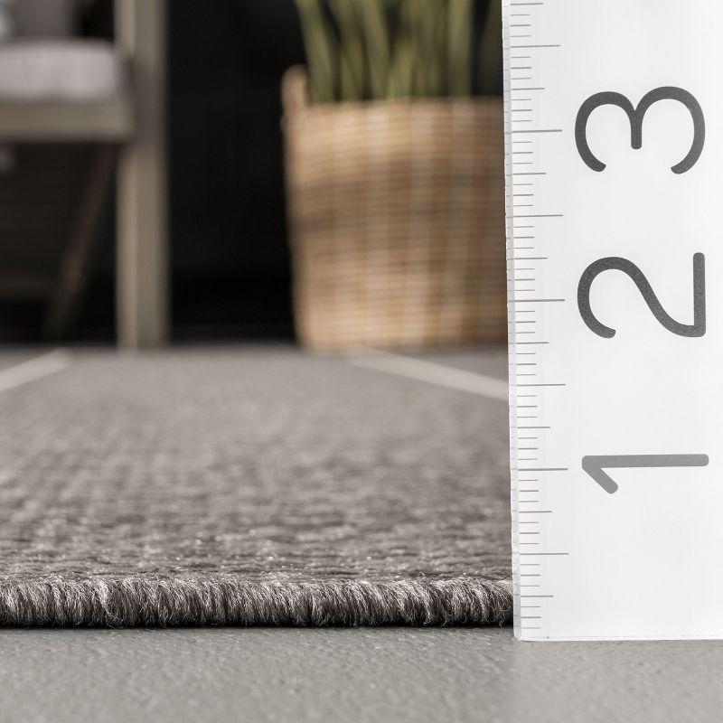 Nuloom Alaina Striped 8 Square Indoor/Outdoor Area Rug for Living Room Patio Deck Front Porch Kitchen, Dark Grey/Ivory
