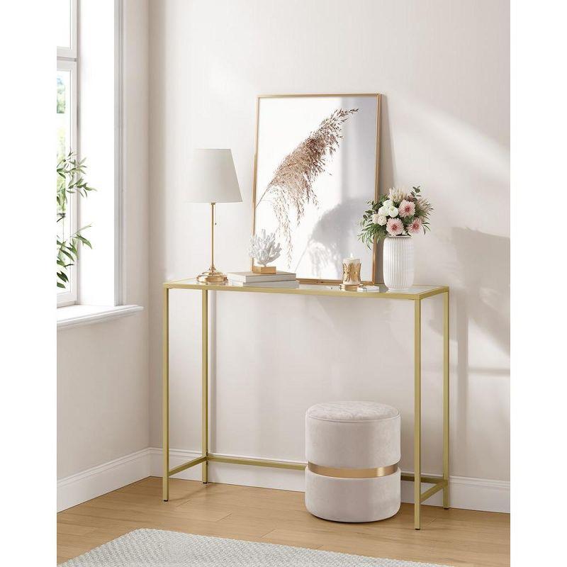 VASAGLE Console Sofa Table, Modern Entryway Table, Tempered Glass Table, Metal Frame