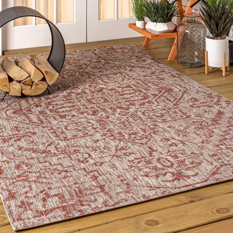 Estrella Bohemian Medallion 9'x12' Red/Taupe Synthetic Area Rug