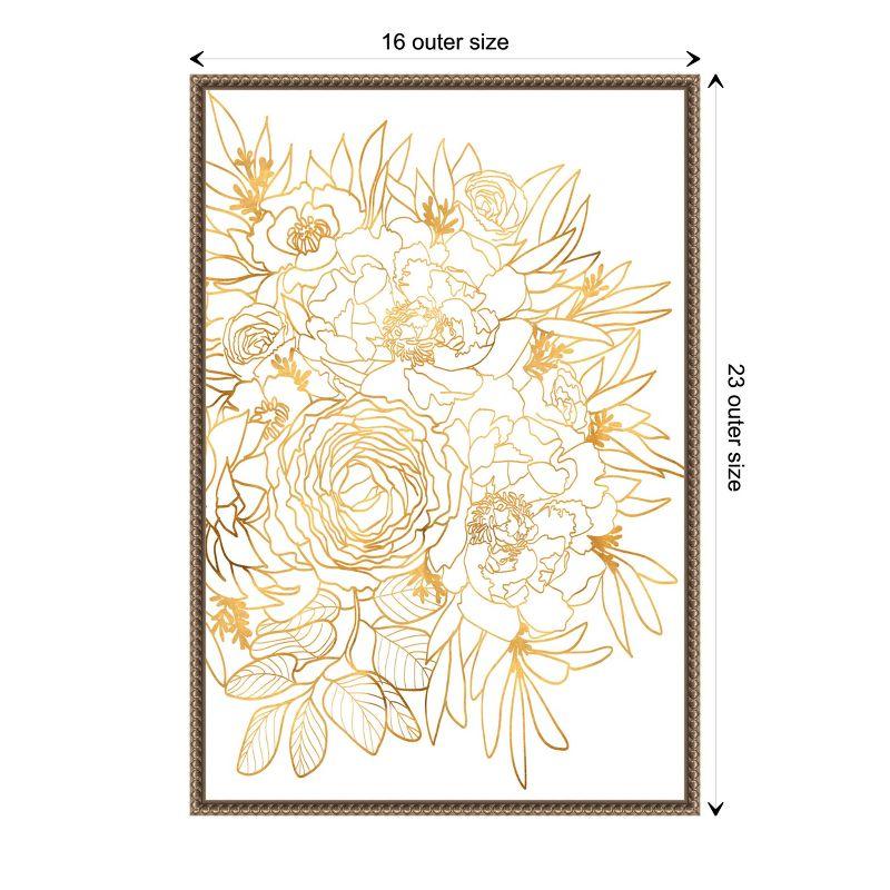 Amanti Art Rose floral art in gold by Rosana Laiz Blursbyai Canvas Wall Art Print Framed 16 x 23-in.