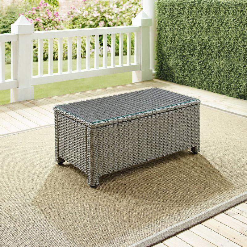 Bradenton Outdoor Wicker Glass Top Coffee Table - Crosley