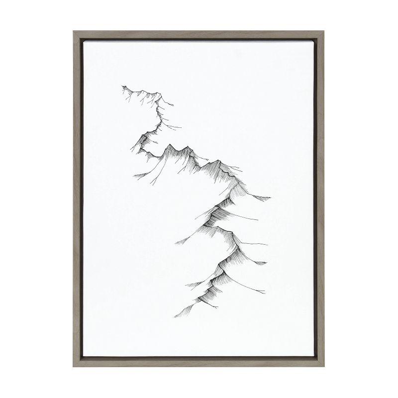 Sylvie Mountains Black and White Canvas Wall Art