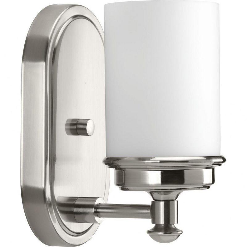 Progress Lighting Glide Collection 1-Light Wall Sconce, Brushed Nickel, Etched Opal Glass