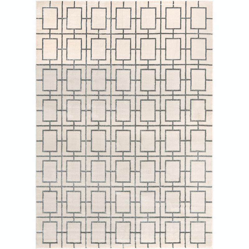 Glam Geometric White Silver Area Rug