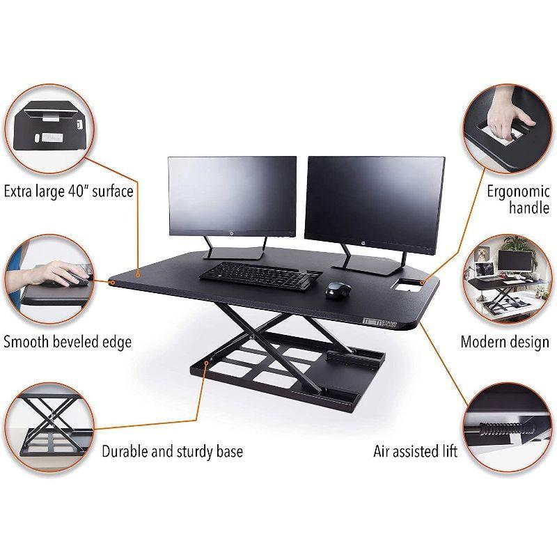 X-Elite Premier Corner Standing Desk Converter with Pneumatic Height Adjustment - Black – Stand Steady