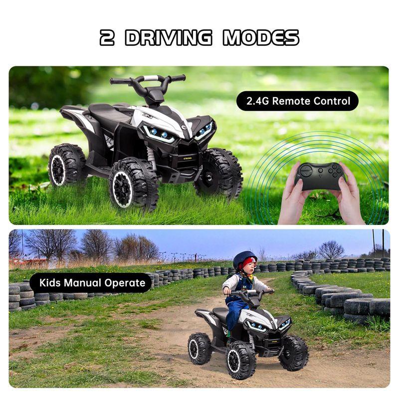 Kids Ride on ATV,12V Ride on Car with Remote Control, Electric Car with Music,LED Lights