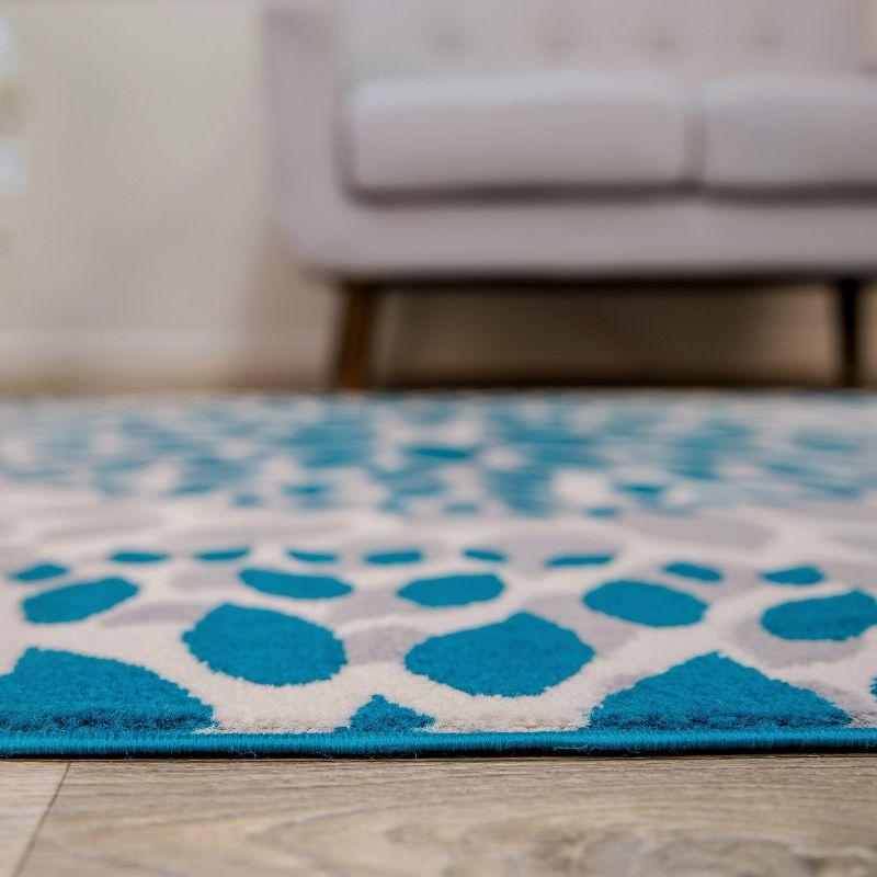 World Rug Gallery Modern Floral Circles Blue 2' x 3' Area Rug