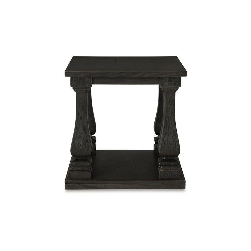 Signature Design by Ashley Wellturn Traditional End Table with Framed and Planked Detailing Tabletop & Lower Shelf, Black