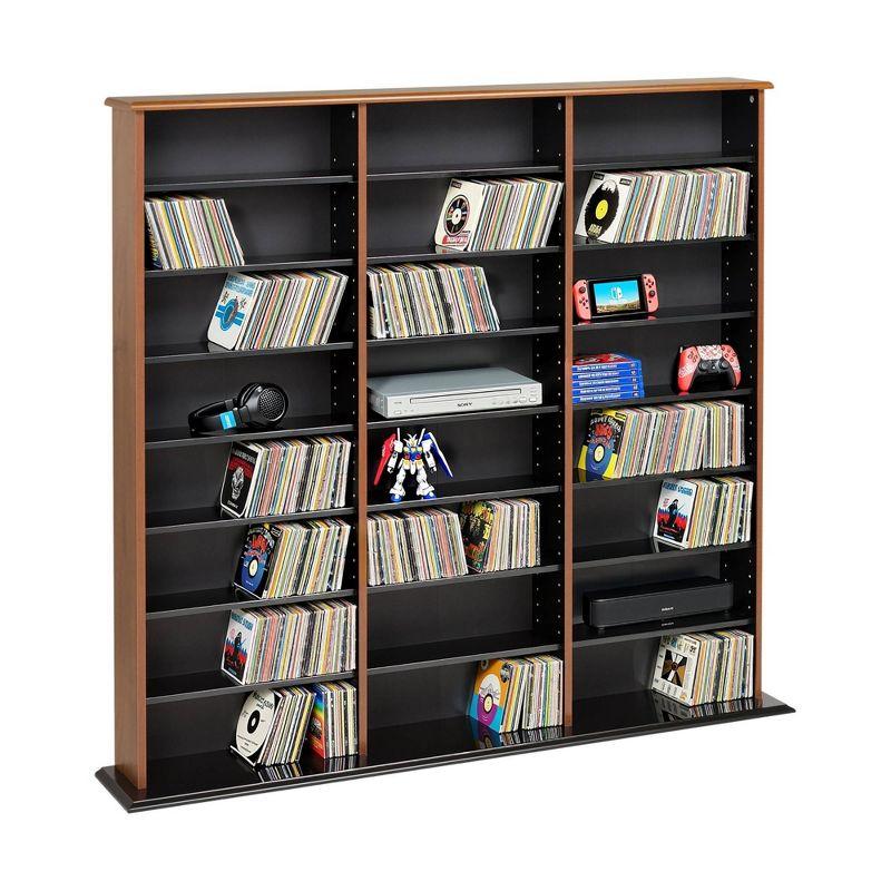Prepac Triple Width Wall Storage Cherry & Black : Holds 960 CDs, 405 DVDs, Adjustable 24 Shelves