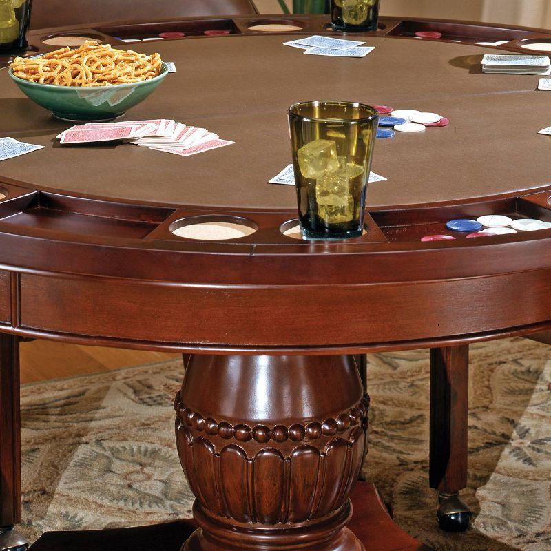 Tournament Round Cherry Wood and Faux Leather Game Table