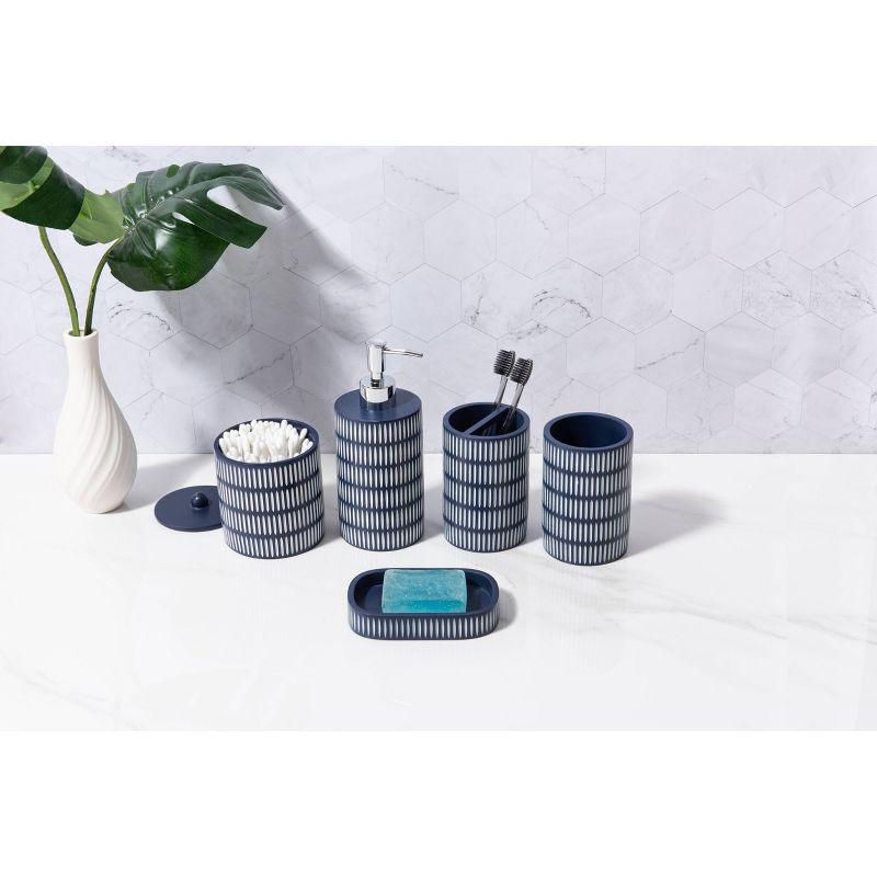 4pc Kajol Bathroom Set Blue - KRALIX: Resin Material, Includes Dispenser, Dish, Holder