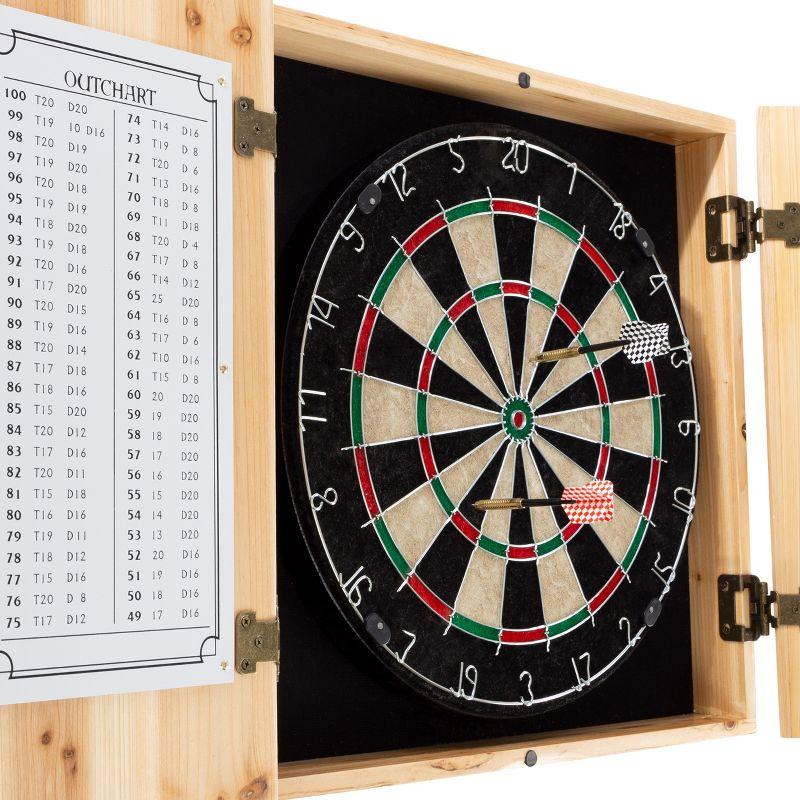 Solid Pinewood Dart Cabinet Set with Self-Healing Board