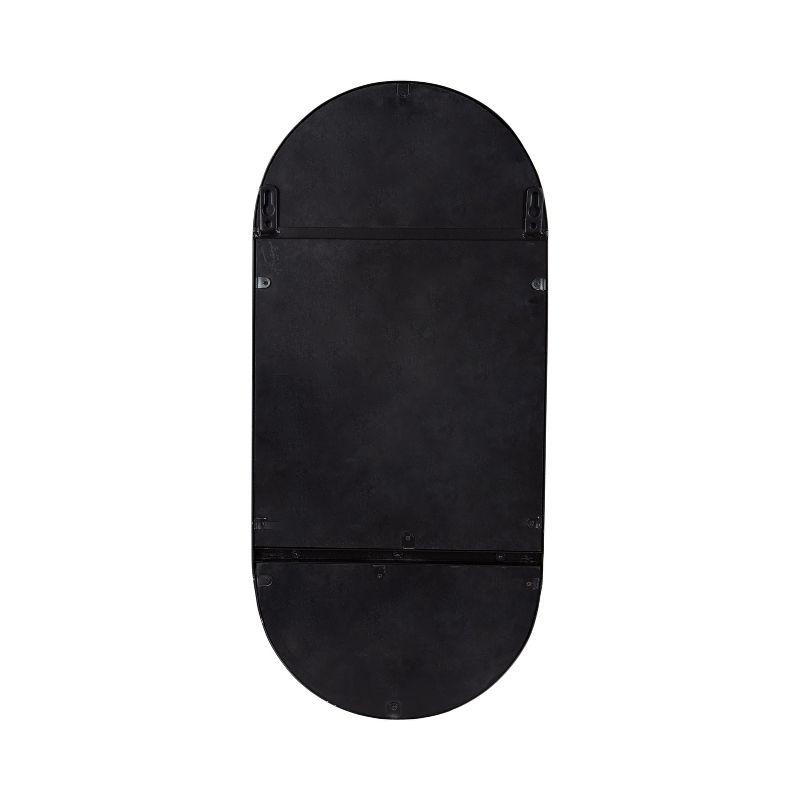 11"x25" Estero KD Metal Wall Mirror with Shelf Black - Kate & Laurel All Things Decor: Oval, Mid-Century Modern