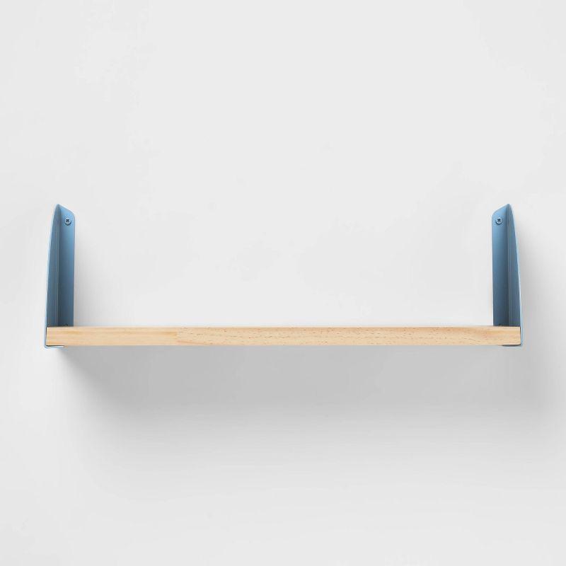 Wood Kids' Shelf with Metal Brackets Blue - Pillowfort™
