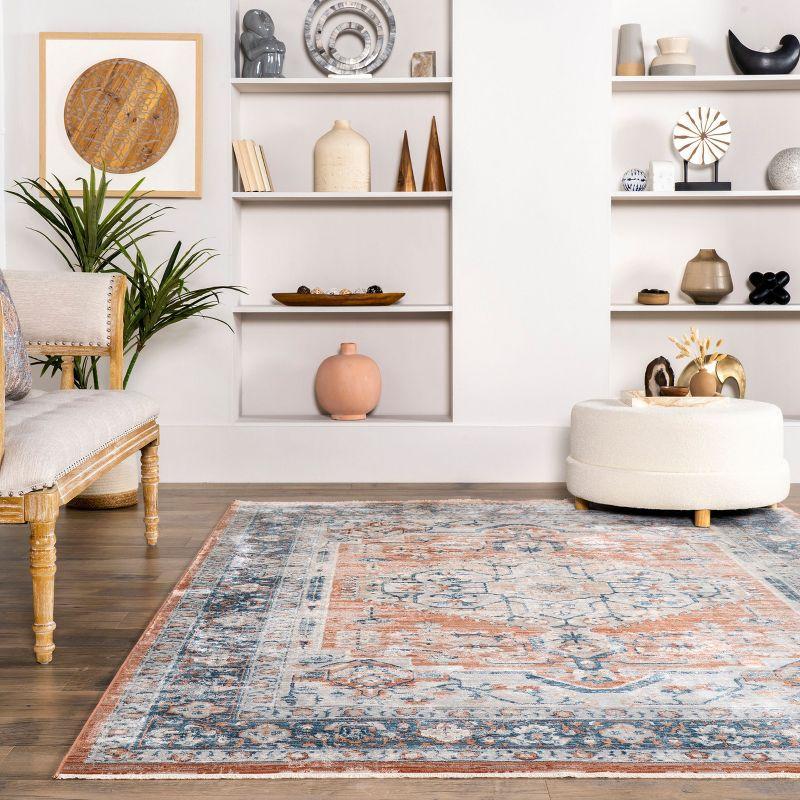 Nuloom Zara Medallion 3x5 Accent Indoor Area Rug for Living Room Bedroom Dining Room Entryway Kitchen, Rust/Blue
