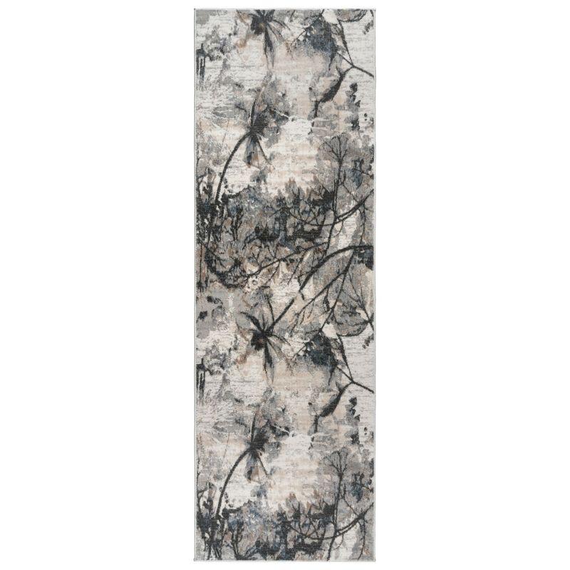 Gertmenian Gertmenian Quattro Scalia Gray/Ivory/Black Modern Abstract High-Low Area Rug