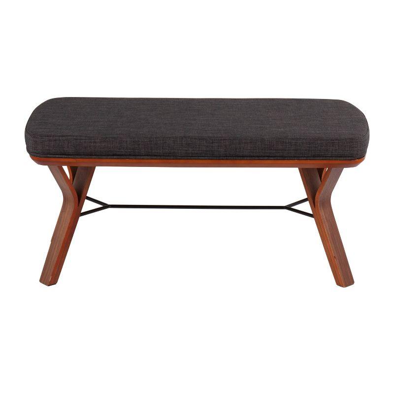 42" Folia Wood Bench Walnut/Charcoal - LumiSource: Entryway, Bedroom Seating, Polyester Upholstery