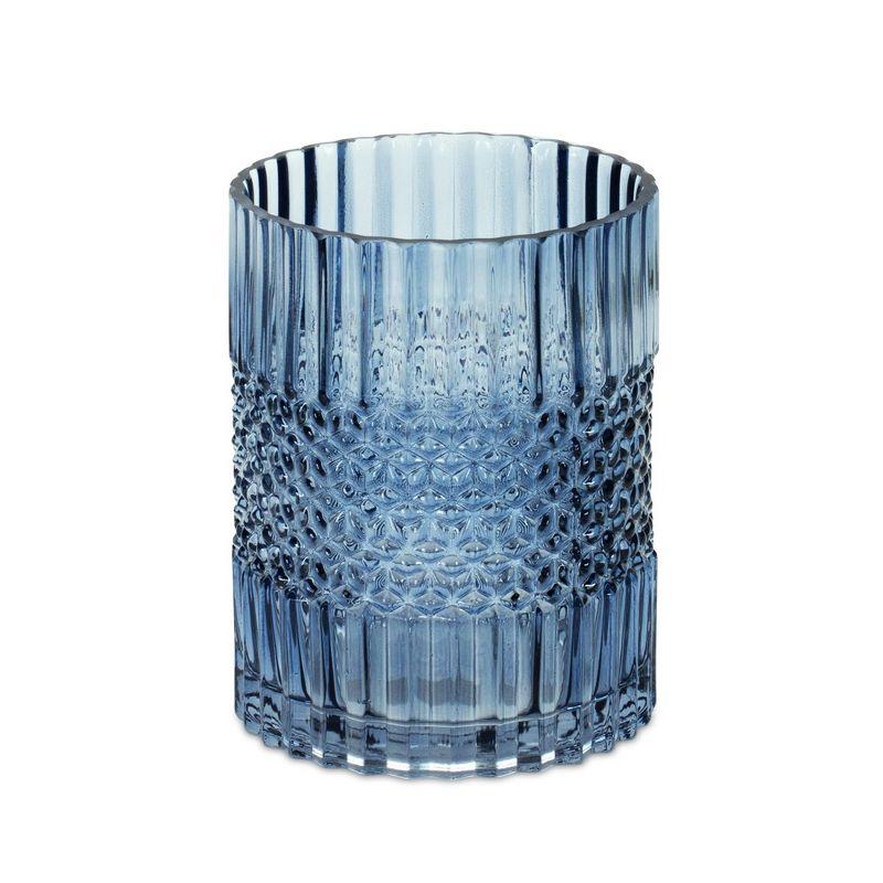 Melrose 8" Blue Textured Glass Decorative Vase