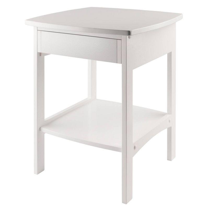 Claire Accent Table White - Winsome: Wood Composite Nightstand with Drawer & Shelf, Spot Clean