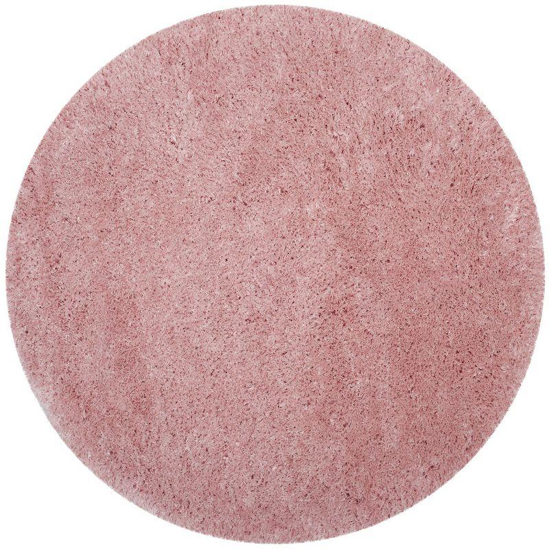 Luxe Plush Round 59" Light Pink Shag Area Rug