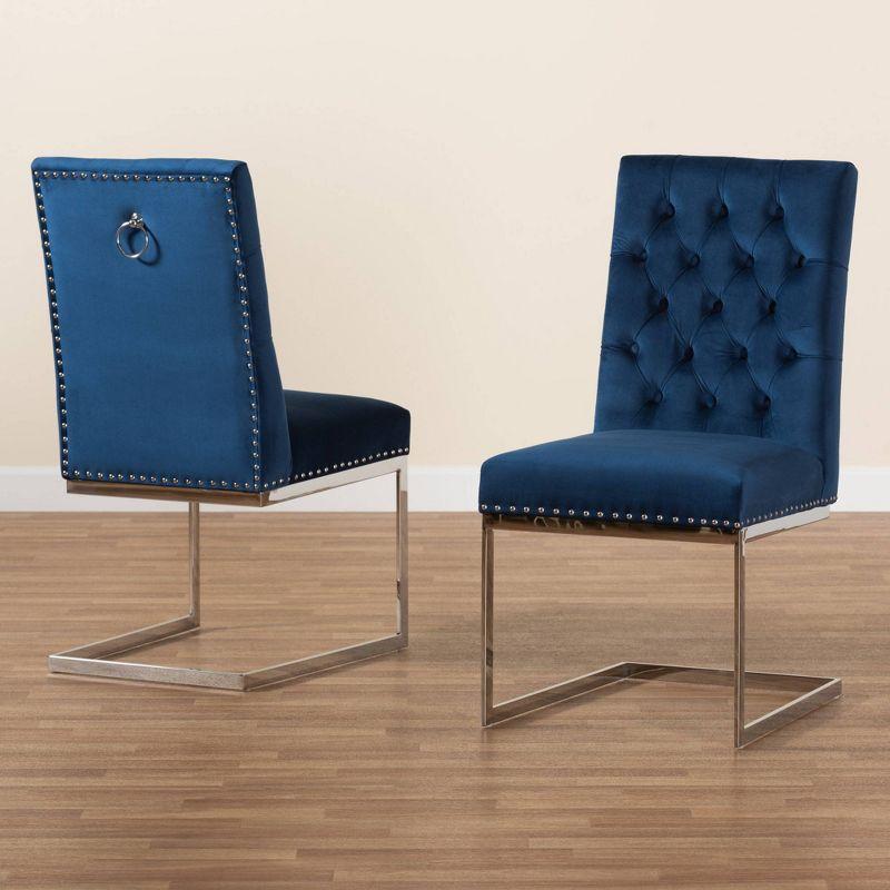 2pc Sherine Velvet Fabric and Metal Dining Chair Set - Baxton Studio