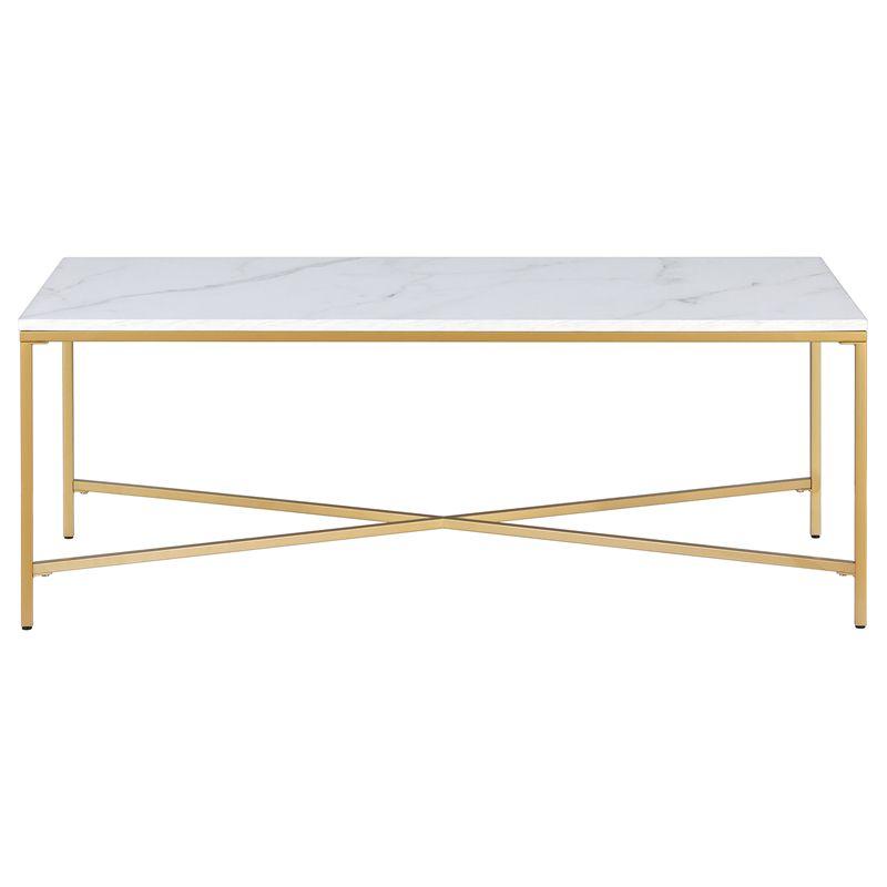 47.63 Inches Brass/Faux Marble Metal Coffee Table - Henn&Hart