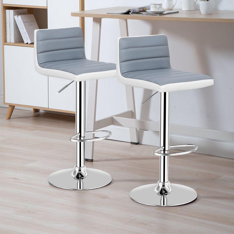 Costway Set of 2 Bar Stools Adjustable Barstool PU Leather Swivel Pub Chairs Armless