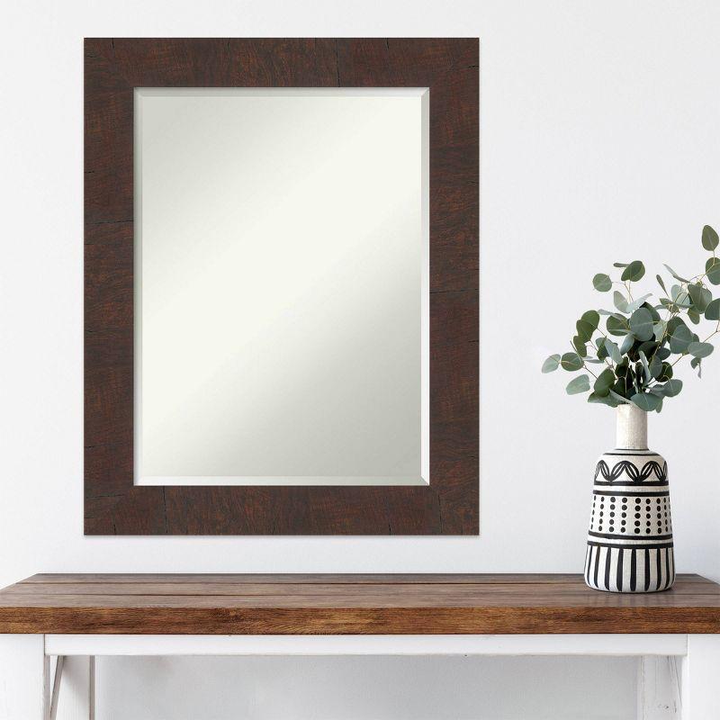 Amanti Art 23" x 29" Wildwood Framed Wall Mirror Brown : Beveled, Rectangular, No Assembly Required