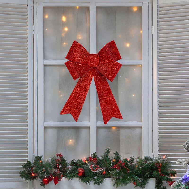 Red Tinsel 18" Christmas Bow Decoration