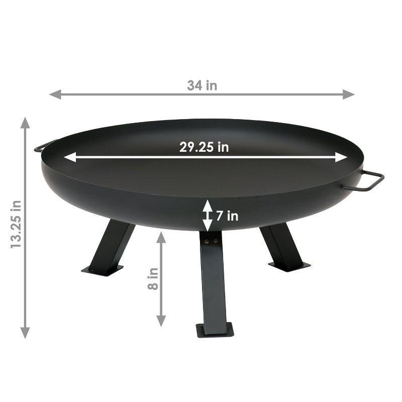 Sunnydaze Rustic Steel Tripod Fire Pit with Protective Cover - 29.25-Inch Round - Black