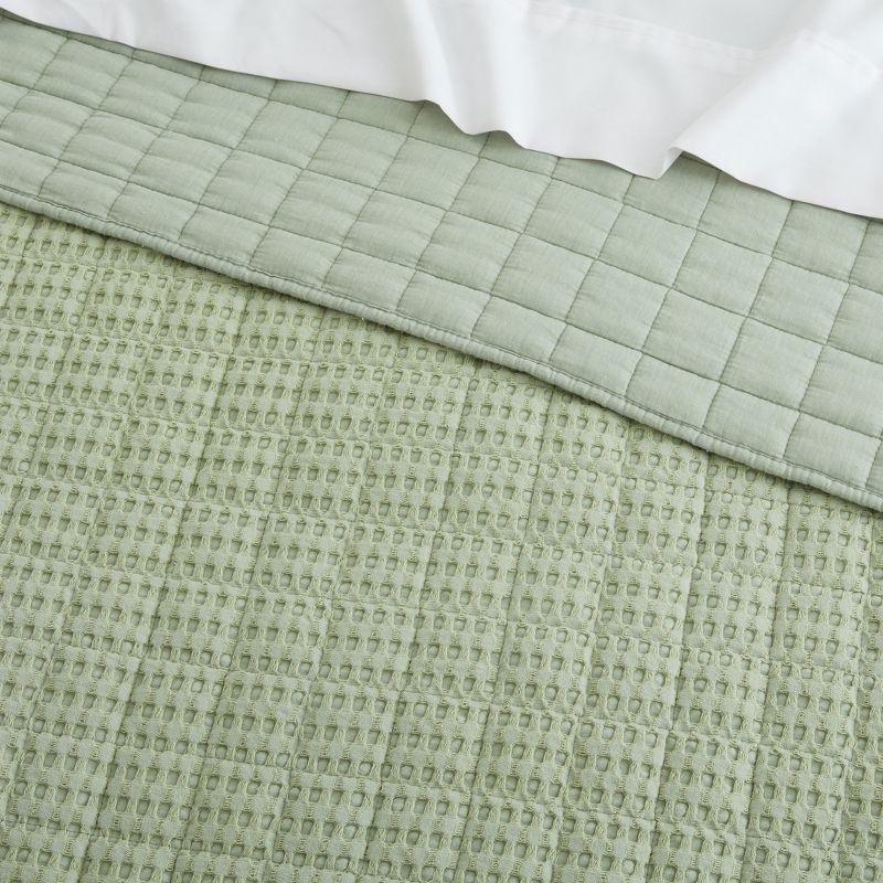 Mills Waffle Desert Green Twin Bedspread Set - Levtex Home