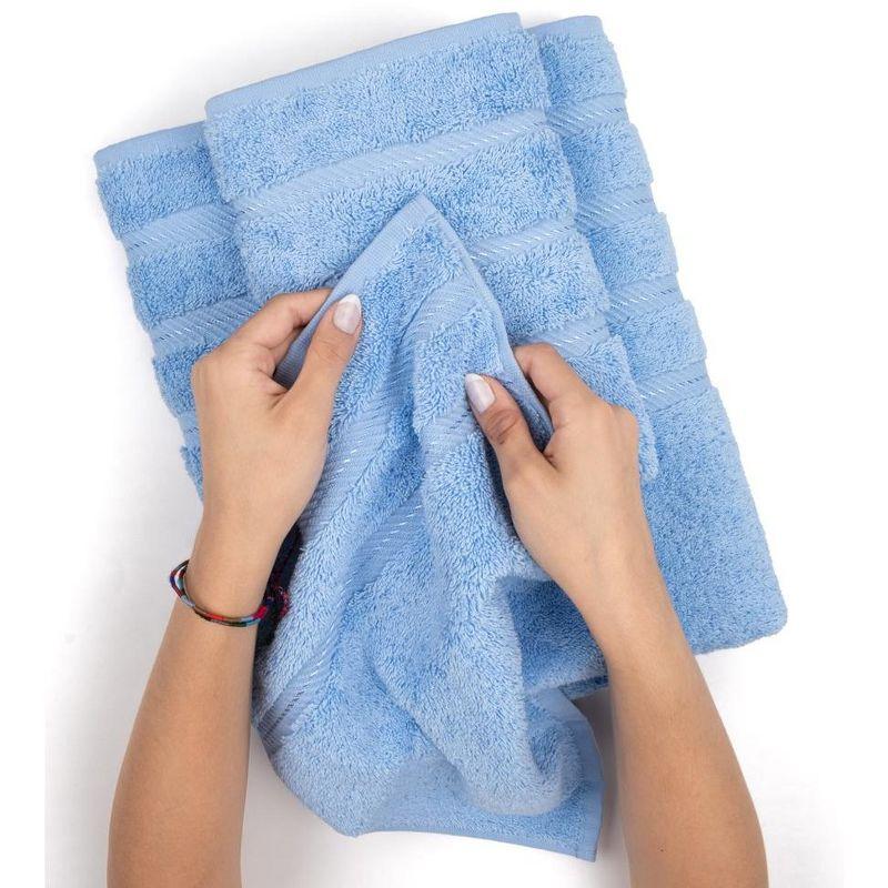 American Soft Linen 4 Pack Hand Towel Set, 100% Cotton, 16 inch by 28 inch, Hand Face Towels for Bathroom, Sky Blue