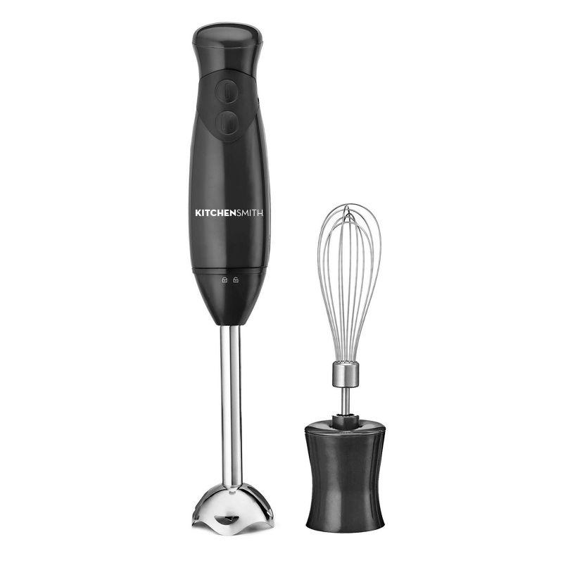 Black 250W Handheld Immersion Blender with Whisk Attachment