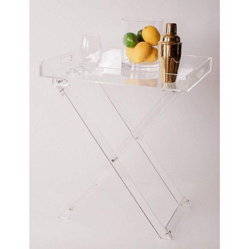 Sleek Chic Transparent Acrylic Folding Side Table with Handles