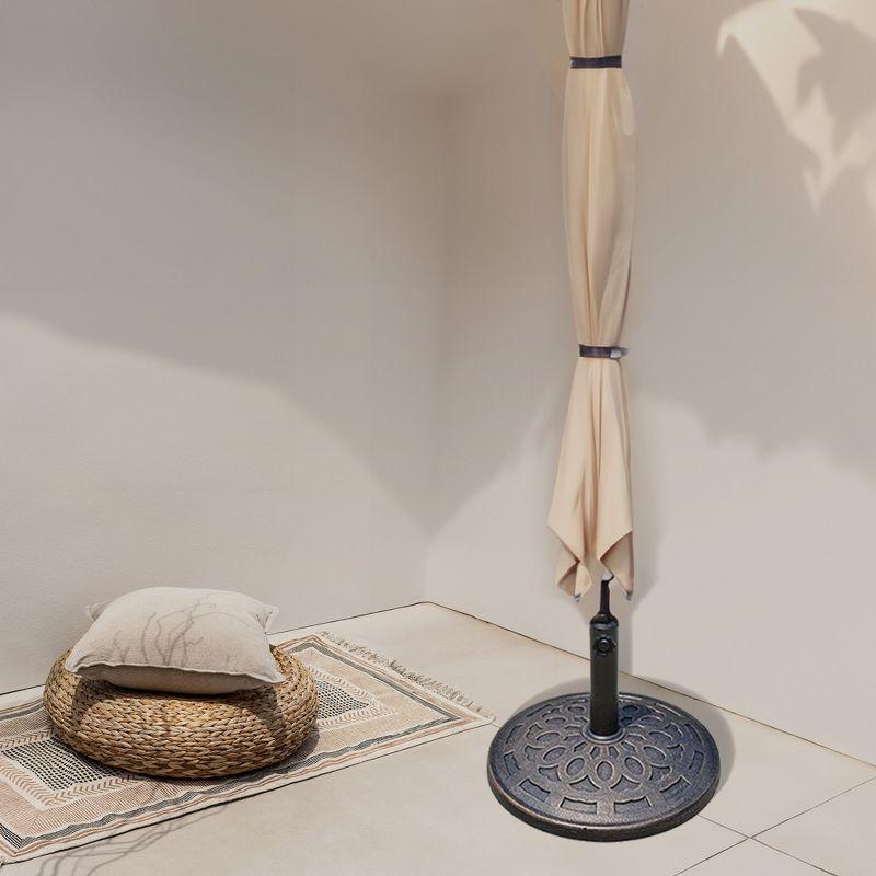 Four Seasons Courtyard Solid 18 Inch Round Base for 2 Inch Umbrella Poles to Shade Outdoor Backyard Garden, Patios, and Porches, Bronze