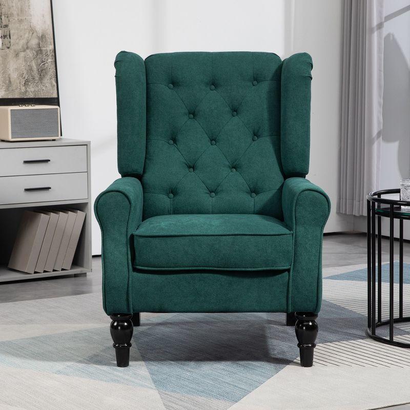 HOMCOM Button-Tufted Accent Chair with High Wingback, Rounded Cushioned Armrests and Thick Padded Seat