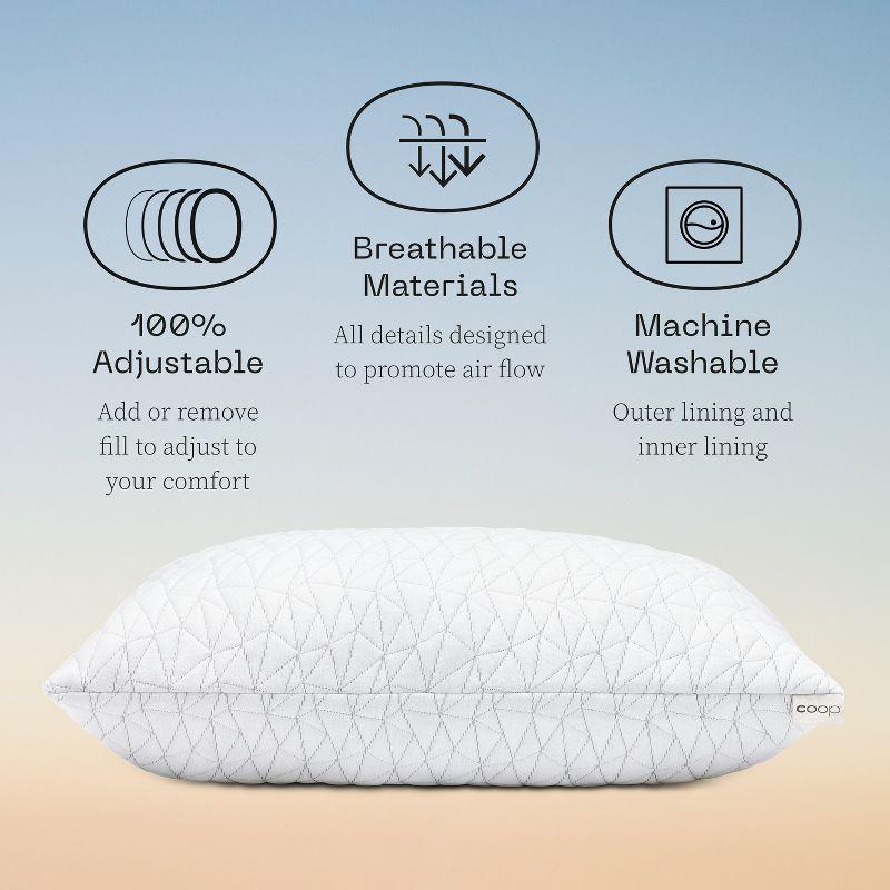 Coop Home Goods Original Adjustable Pillow, Queen Size Bed Pillows for Sleeping, Cross Cut Memory Foam - Medium Firm Back, Stomach & Side Sleeper