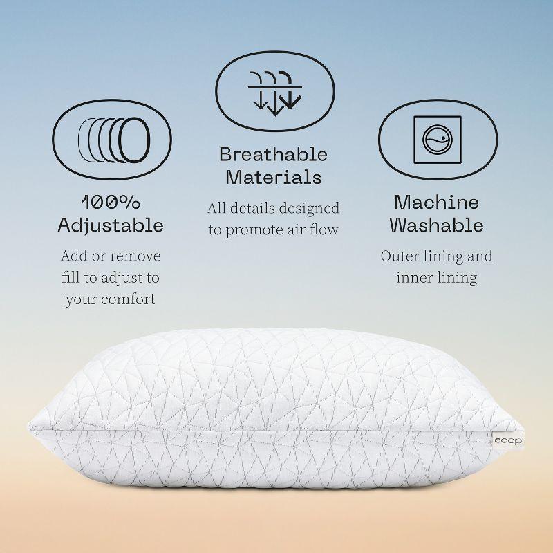 Queen White Adjustable Memory Foam Hypoallergenic Bed Pillow