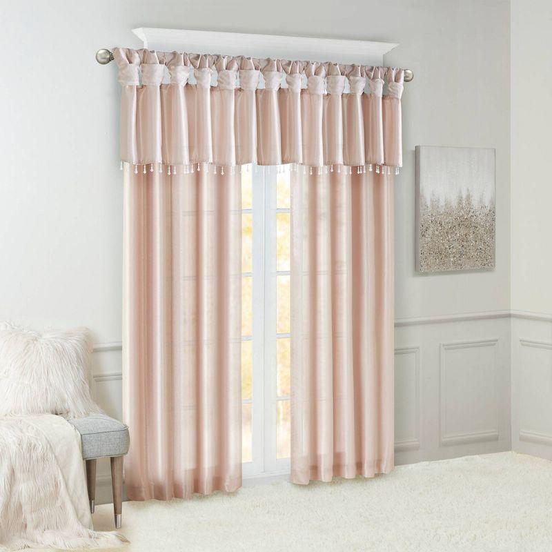 Madison Park Emilia Lightweight Faux Silk Single Valance with Beads