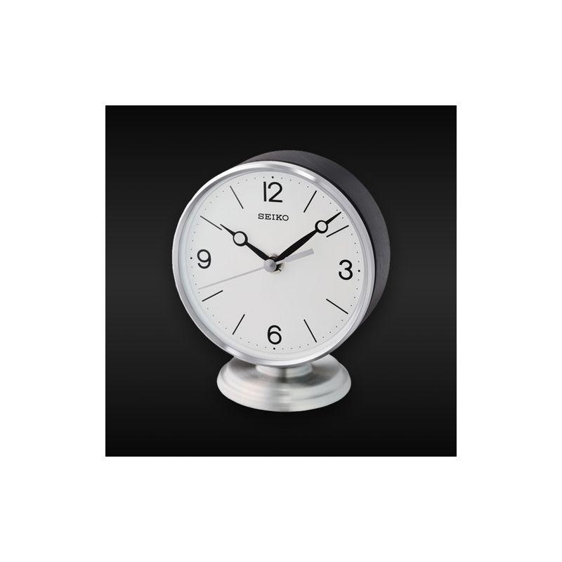 Silver and Black Quartz Analog Table Clock