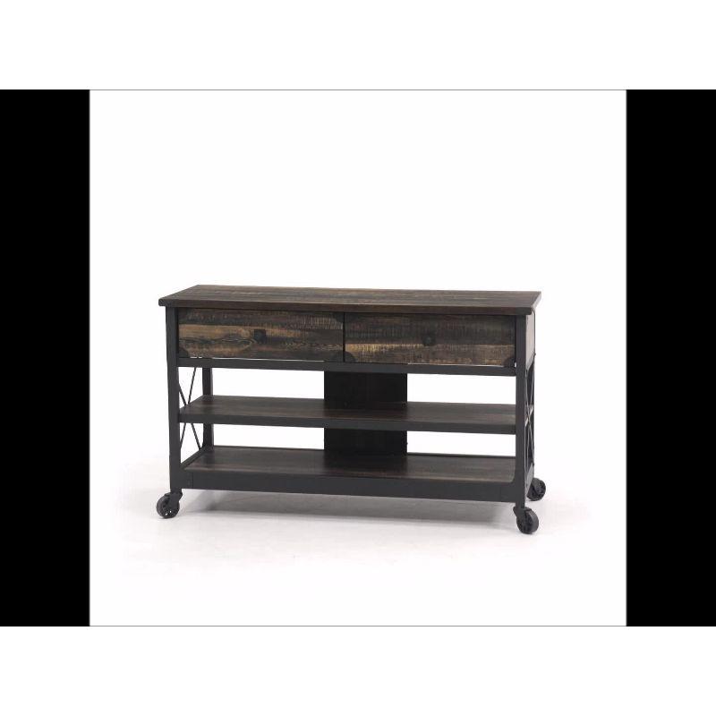 Industrial Carbon Oak TV Stand with Metal Frame for Up to 55" TVs