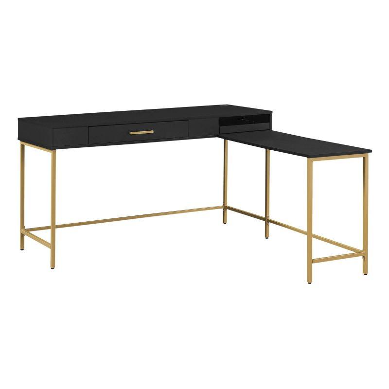 Modern Life L Shaped Desk Black - OSP Home Furnishings: Home Office Furniture with Storage Drawer & Power Tray