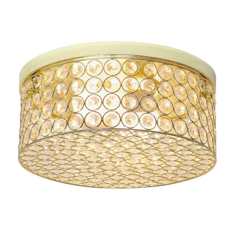 Elipse Gold Crystal 12" Contemporary Ceiling Flush Mount