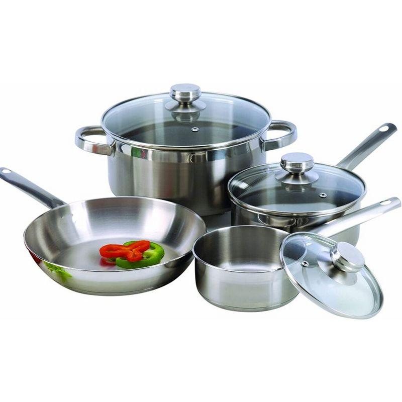 7-Piece Stainless Steel Cookware Set with Glass Lids