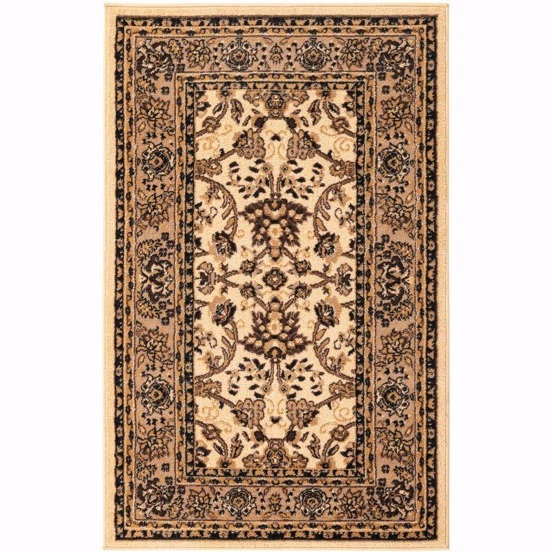 Ivory Rectangular Synthetic Easy-Care Stain-Resistant Rug