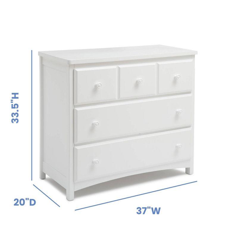 White 3-Drawer Nursery Dresser with Gold Finish