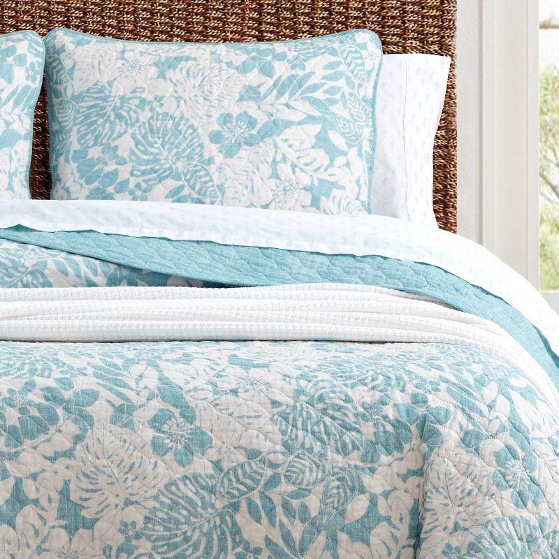 Coastal Breeze Blue Cotton Full/Queen Reversible Quilt Set