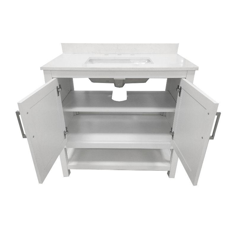 Taylor & Logan 36" Vivien Bathroom Vanity White: Carrara Marble Countertop, Ceramic Sink, Adjustable Shelf