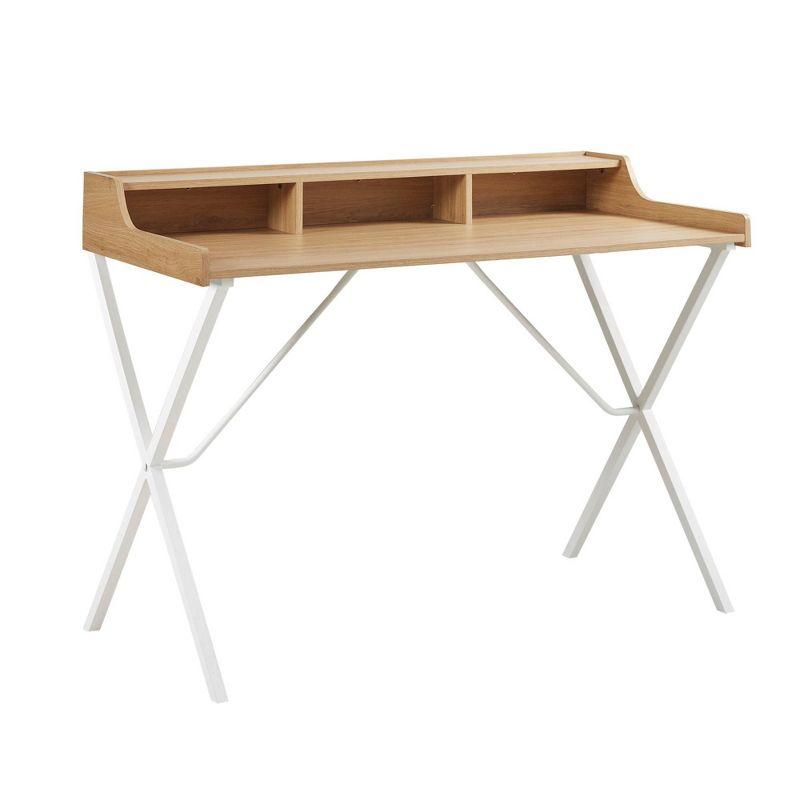 Laurel Writing Desk With Storage with Metal Legs